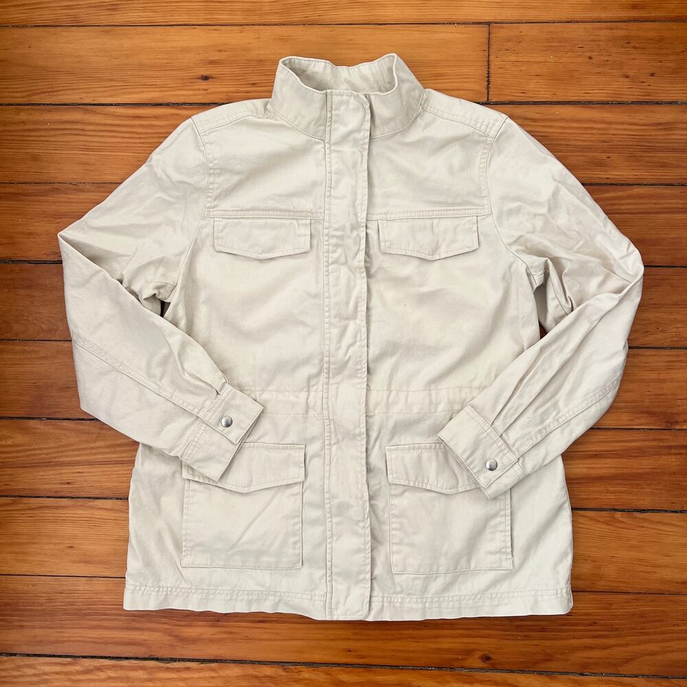 Gap Core Utility Jacket Women's Chore Coat Cream Canvas Large
